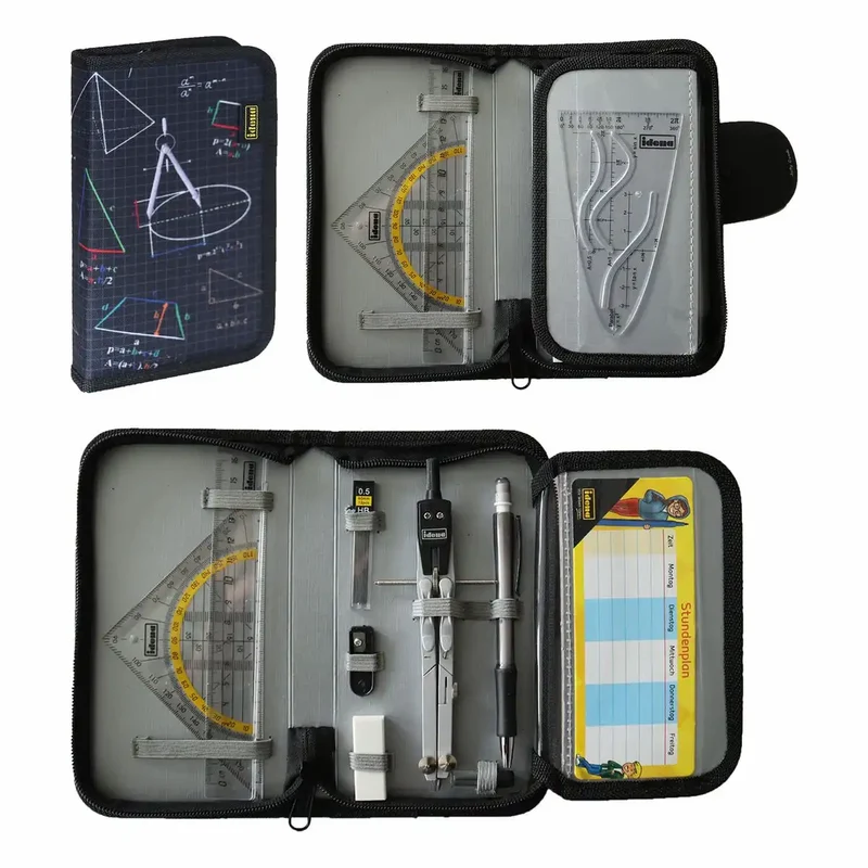 Idena Zirkeletui Geometrie-Set 11-teilig - Professionelles Schulzirkel-Set