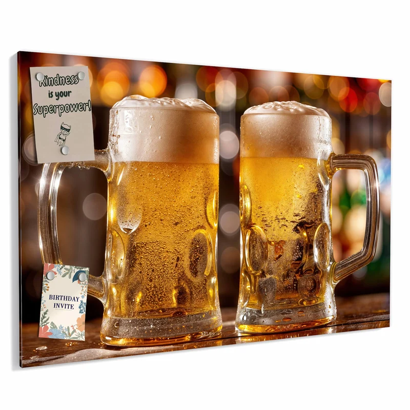 Metall Magnettafel - Zwei Bierkrüge