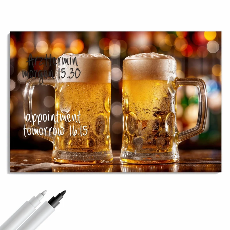 Metall Magnettafel - Zwei Bierkrüge