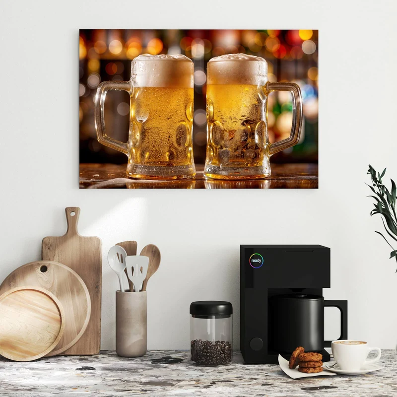 Metall Magnettafel - Zwei Bierkrüge