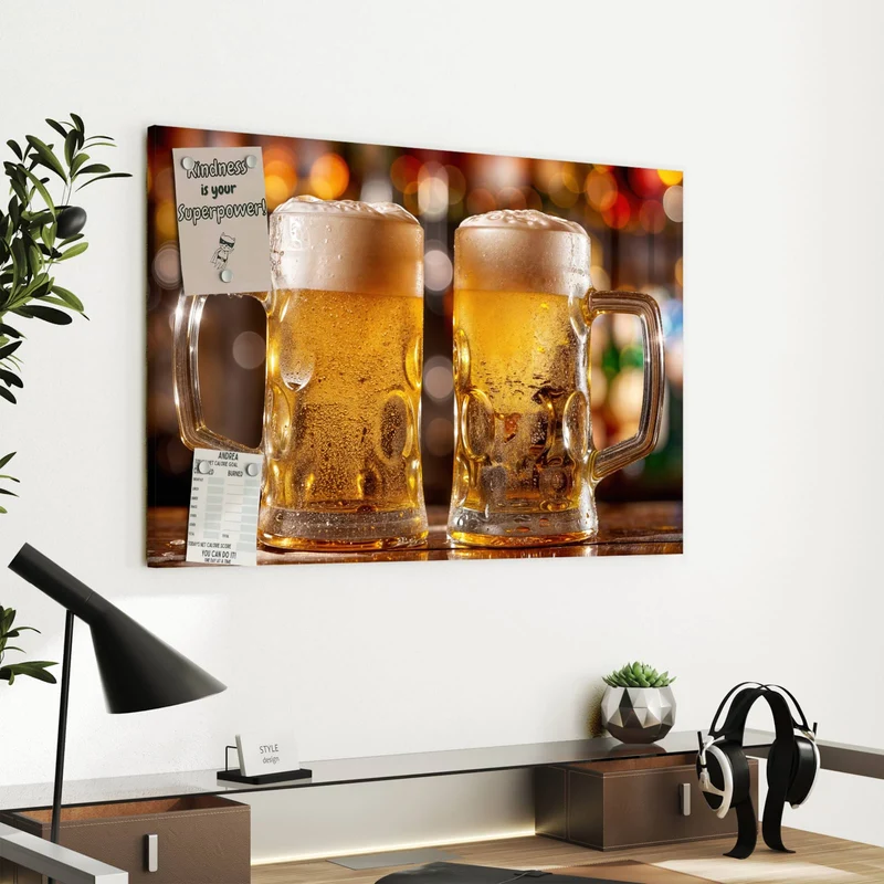 Metall Magnettafel - Zwei Bierkrüge