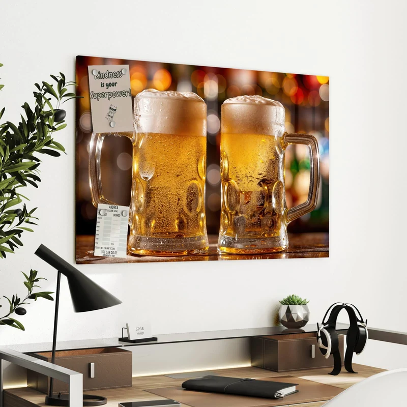 Metall Magnettafel - Zwei Bierkrüge