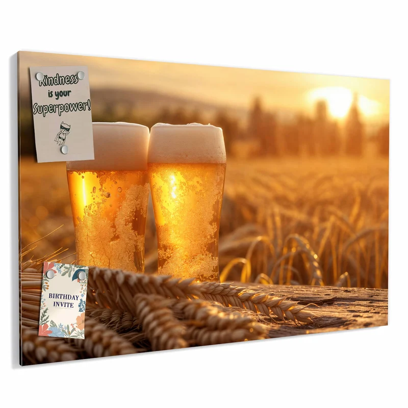 Metall Magnettafel - Biergläser im Kornfeld