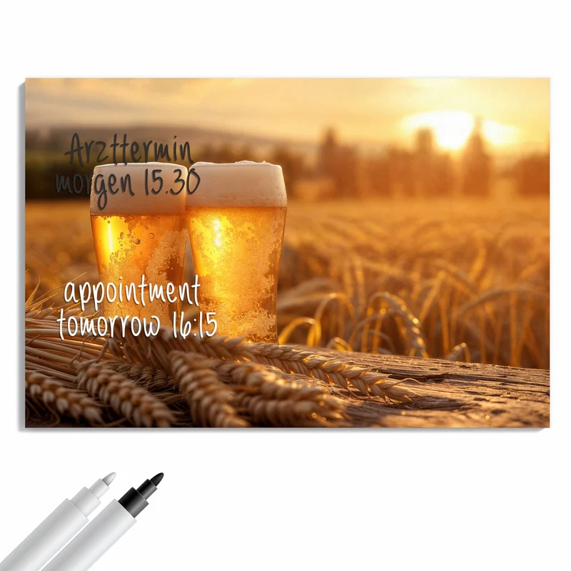 Metall Magnettafel - Biergläser im Kornfeld