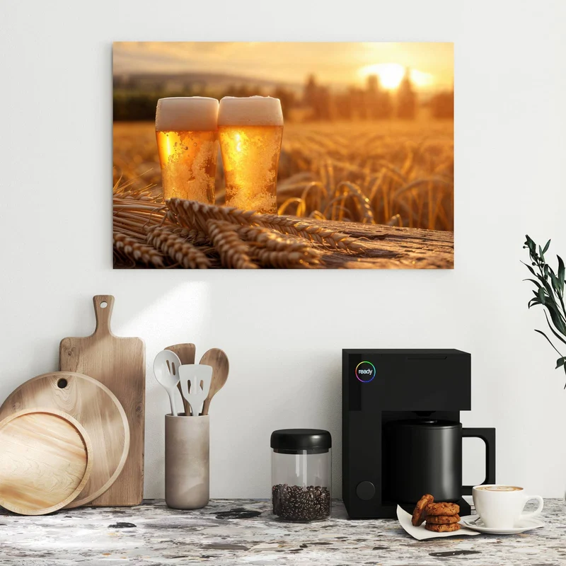 Metall Magnettafel - Biergläser im Kornfeld