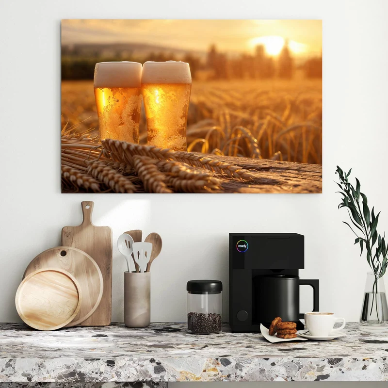 Metall Magnettafel - Biergläser im Kornfeld