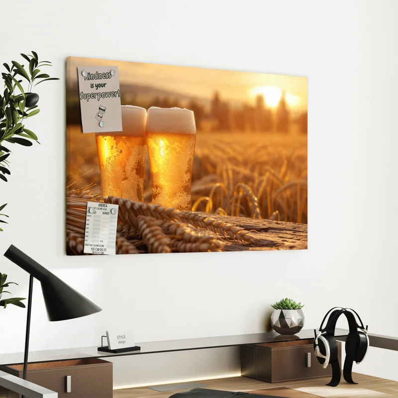Metall Magnettafel - Biergläser im Kornfeld