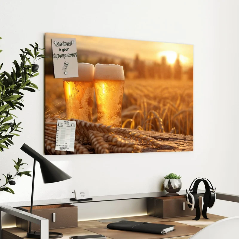 Metall Magnettafel - Biergläser im Kornfeld