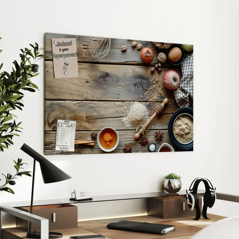Metall Magnettafel - Backzutaten im Herbst