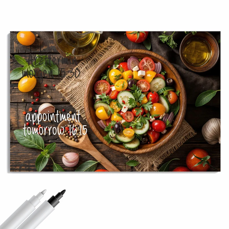 Metall Magnettafel - Salat in der Holzschale