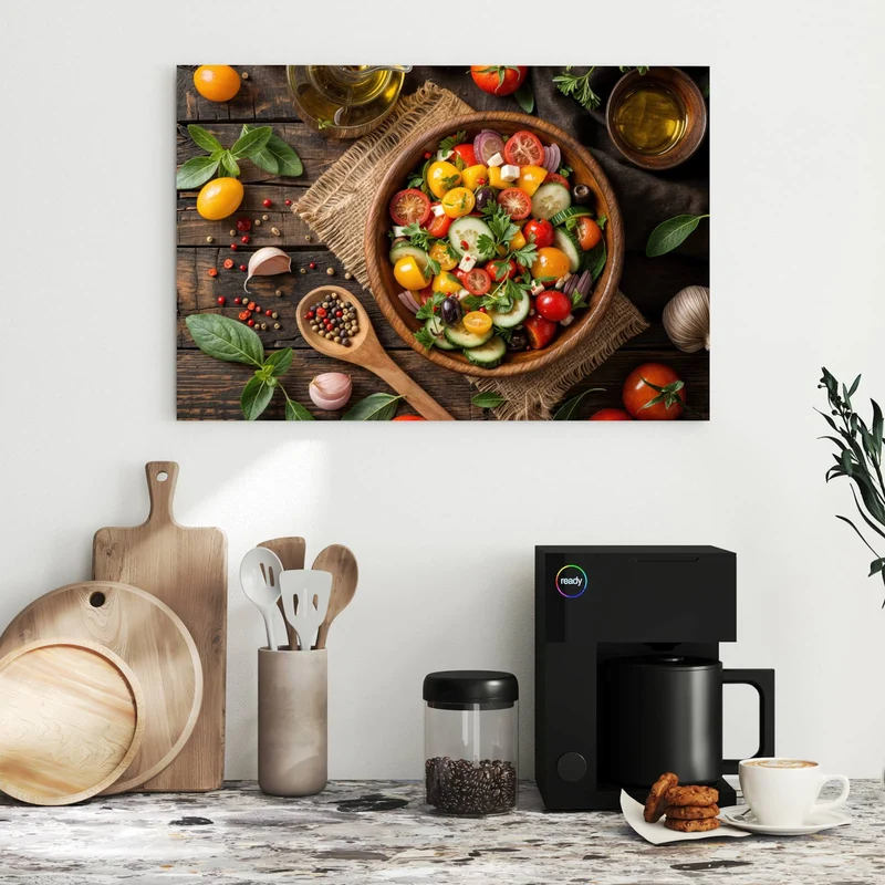 Metall Magnettafel - Salat in der Holzschale