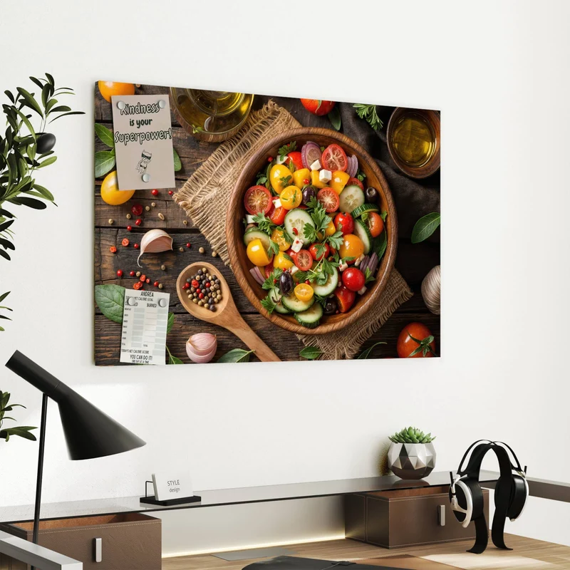 Metall Magnettafel - Salat in der Holzschale