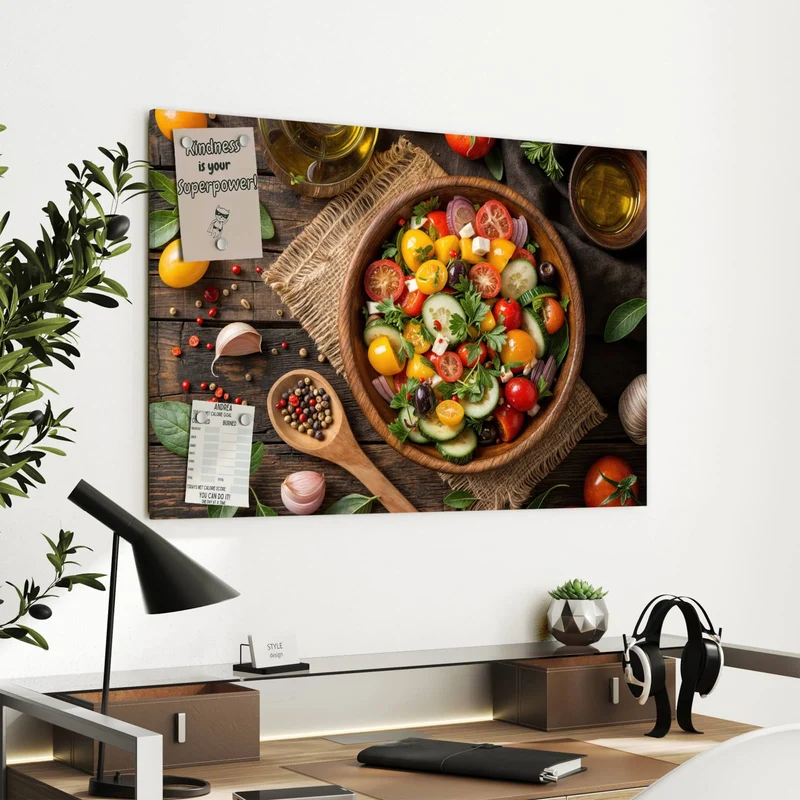Metall Magnettafel - Salat in der Holzschale