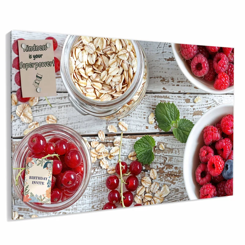 Metall Magnettafel - Beeren und Haferflocken