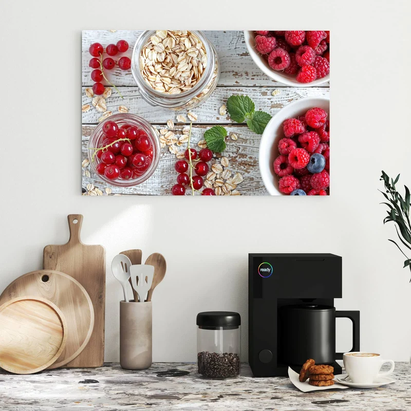 Metall Magnettafel - Beeren und Haferflocken