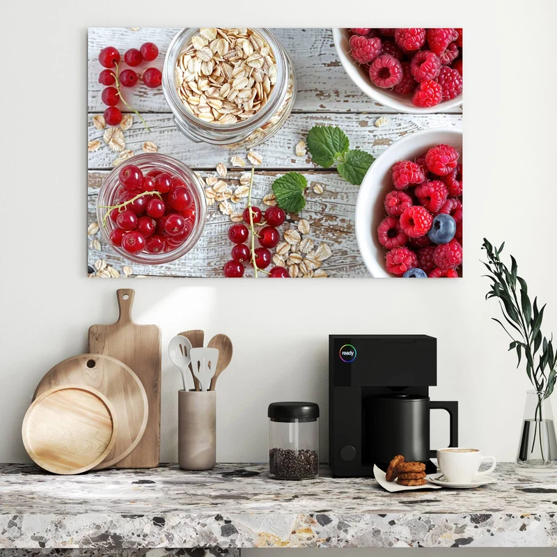 Metall Magnettafel - Beeren und Haferflocken