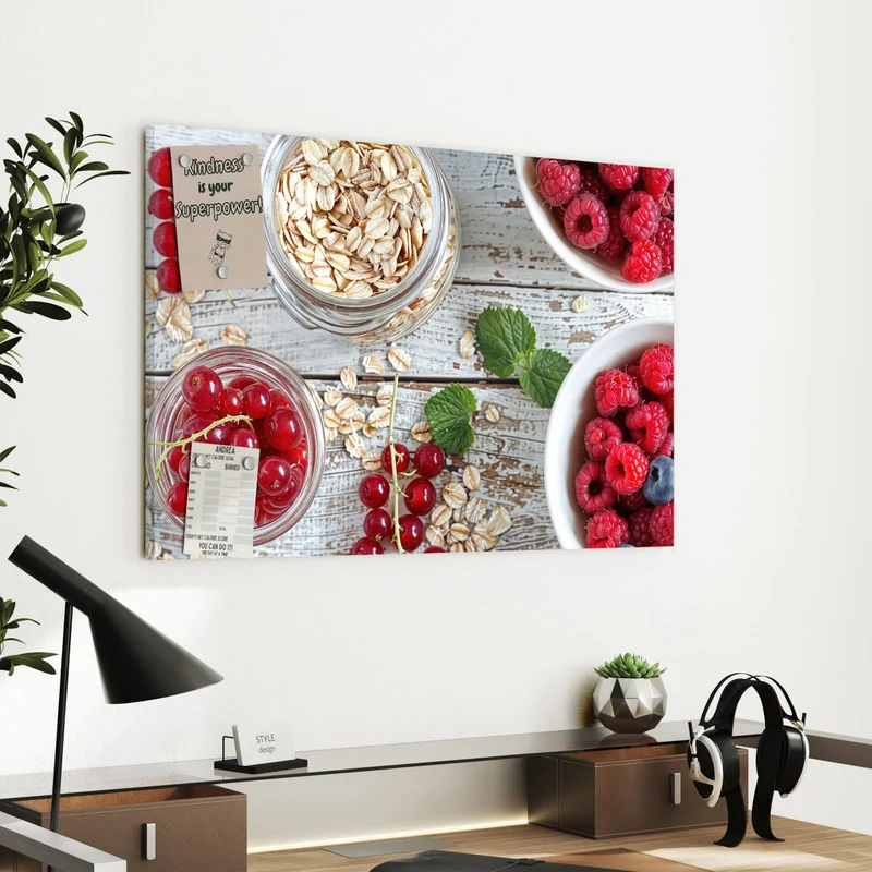 Metall Magnettafel - Beeren und Haferflocken