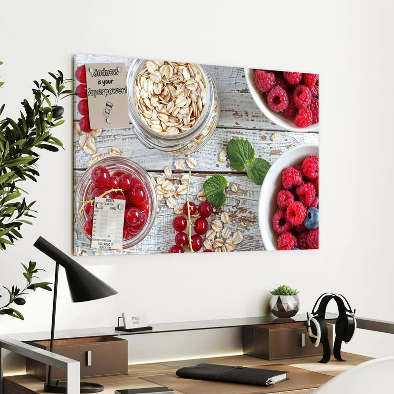 Metall Magnettafel - Beeren und Haferflocken
