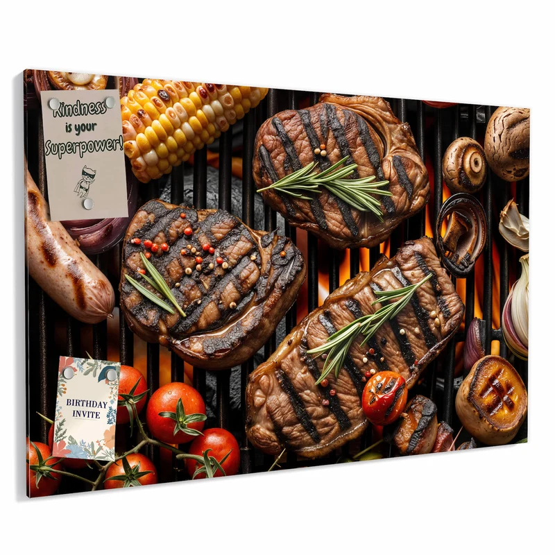 Metall Magnettafel - Steaks und Grillgemüse