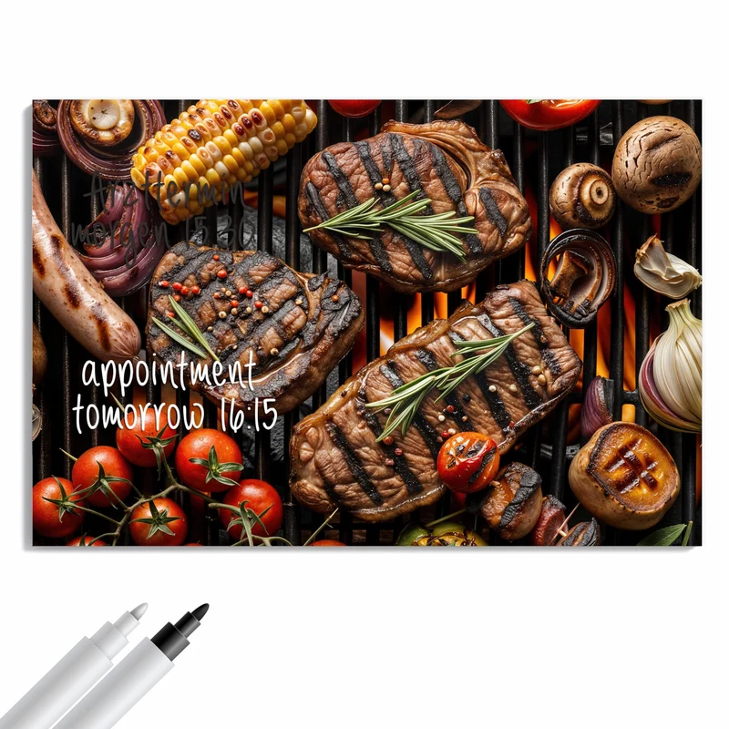Metall Magnettafel - Steaks und Grillgemüse