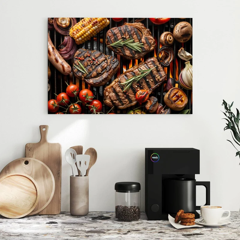 Metall Magnettafel - Steaks und Grillgemüse
