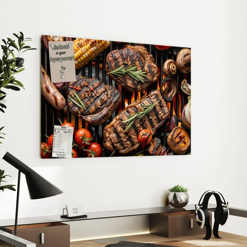 Metall Magnettafel - Steaks und Grillgemüse