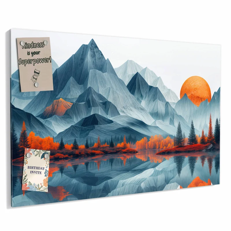 Metall Magnettafel - Berge mit Spiegelung