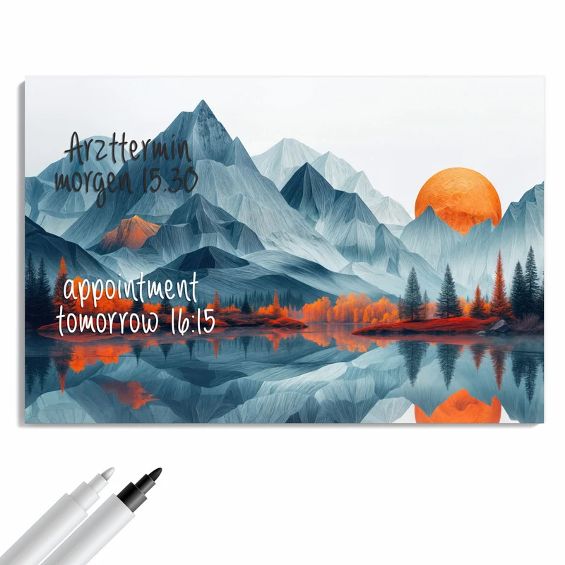 Metall Magnettafel - Berge mit Spiegelung
