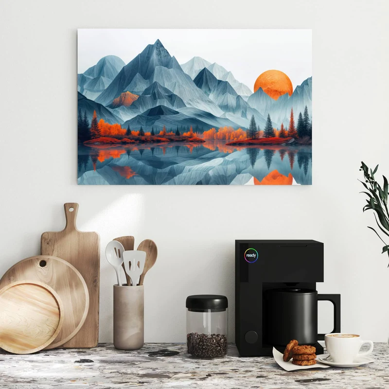 Metall Magnettafel - Berge mit Spiegelung