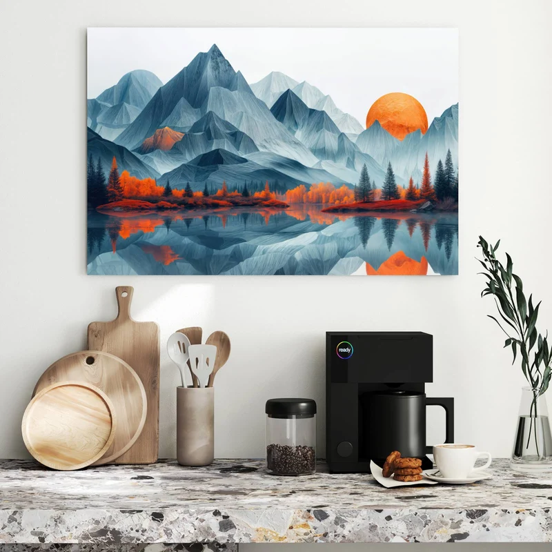 Metall Magnettafel - Berge mit Spiegelung