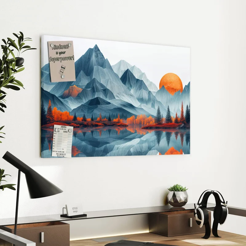 Metall Magnettafel - Berge mit Spiegelung