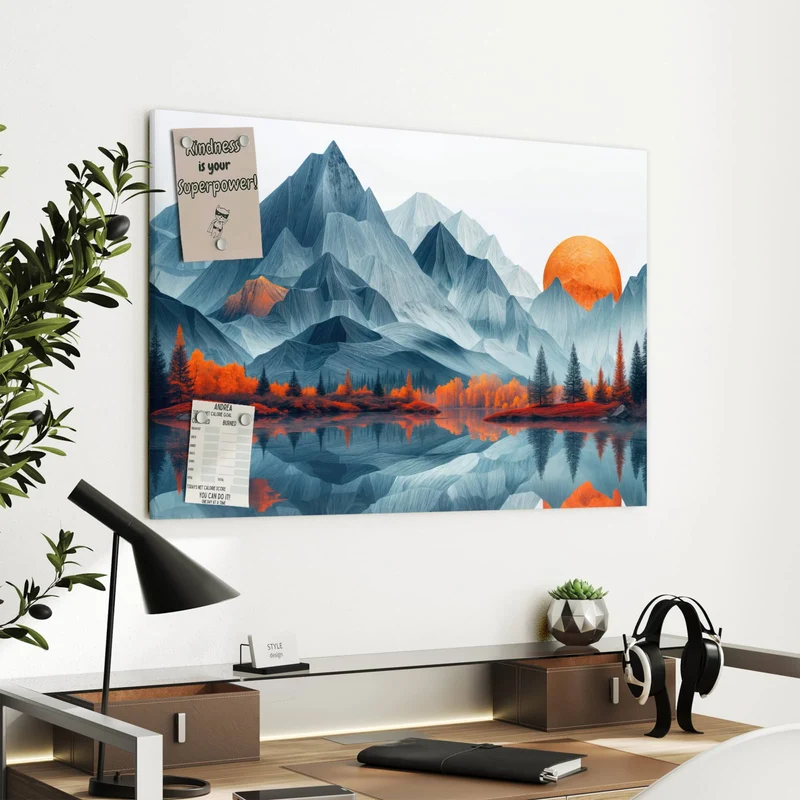 Metall Magnettafel - Berge mit Spiegelung