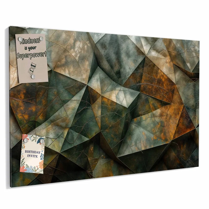 Metall Magnettafel - Grüne Steinfacetten