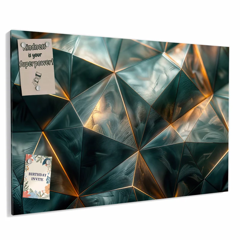 Metall Magnettafel - Dreiecke mit Goldkanten