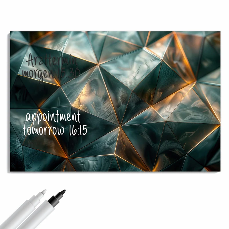 Metall Magnettafel - Dreiecke mit Goldkanten