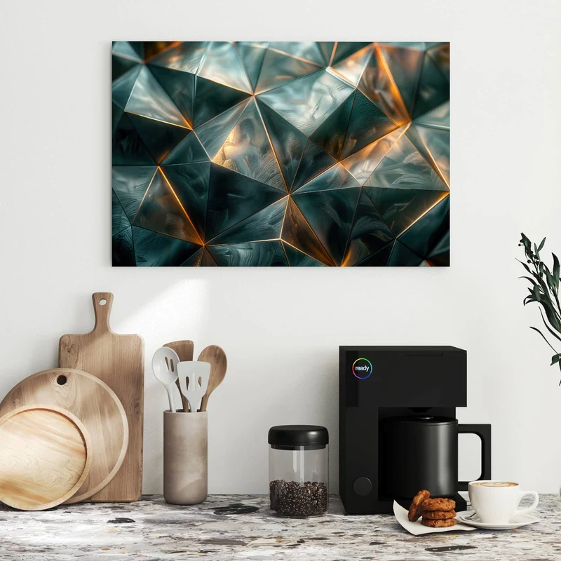 Metall Magnettafel - Dreiecke mit Goldkanten