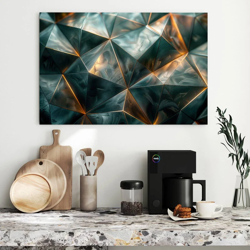 Metall Magnettafel - Dreiecke mit Goldkanten
