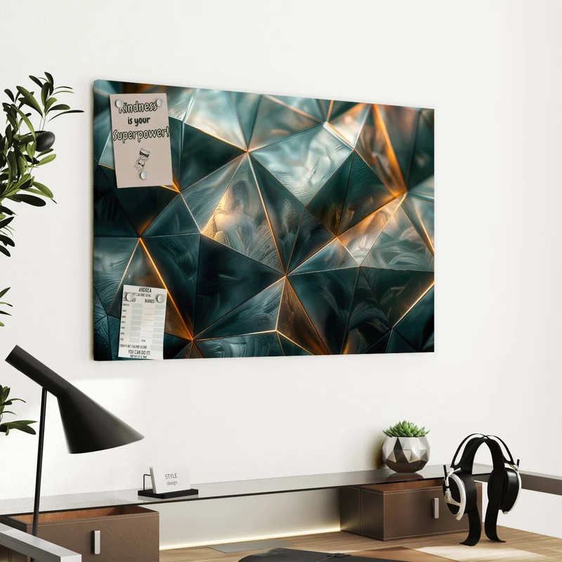 Metall Magnettafel - Dreiecke mit Goldkanten