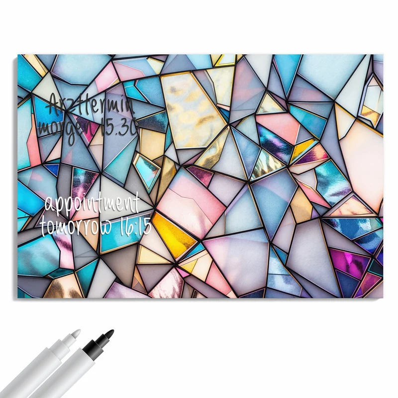 Metall Magnettafel - Buntes Glasmosaik