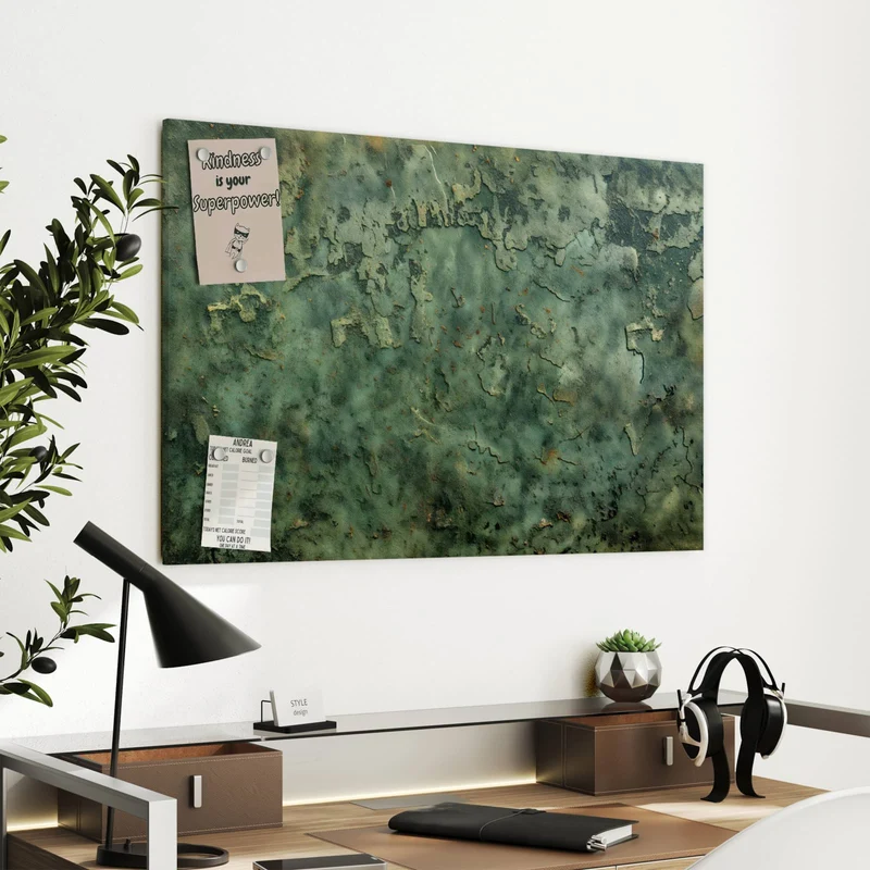 Metall Magnettafel - Moosgrüne Wand