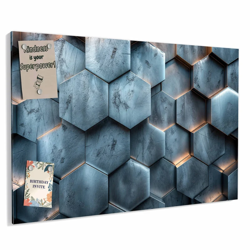 Metall Magnettafel - Wabenmuster in Blau