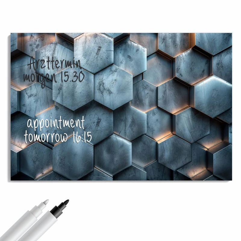 Metall Magnettafel - Wabenmuster in Blau