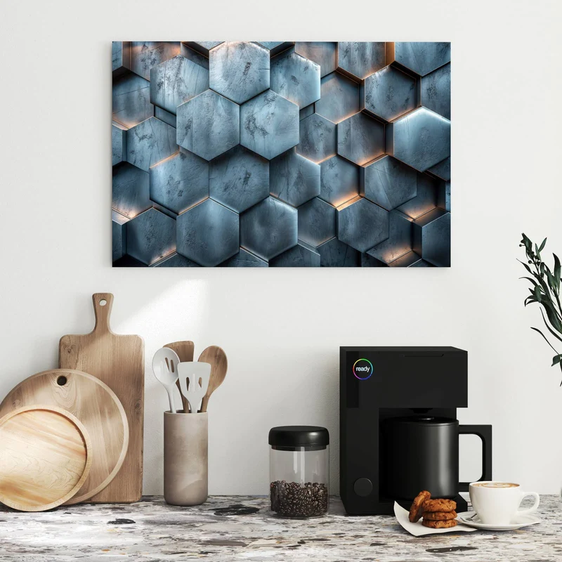 Metall Magnettafel - Wabenmuster in Blau