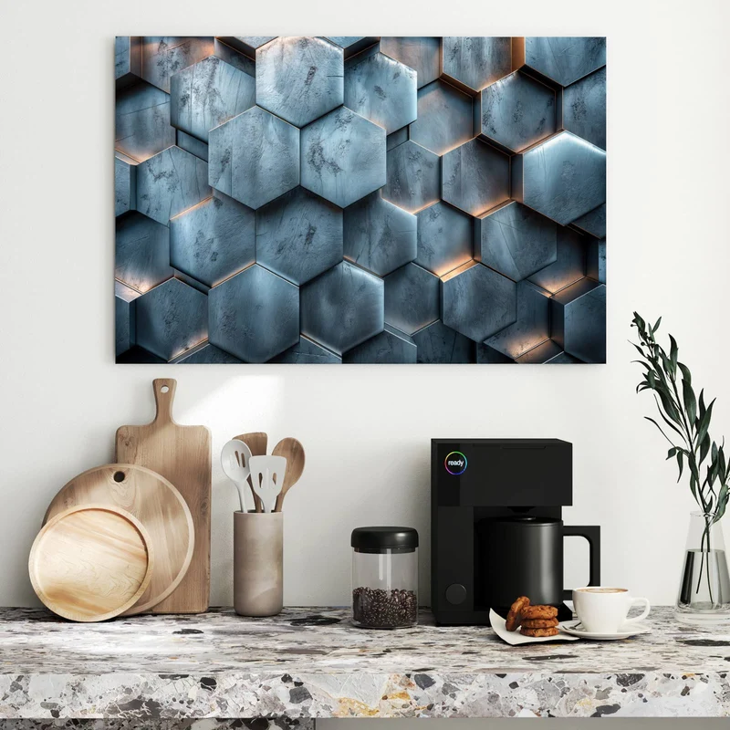 Metall Magnettafel - Wabenmuster in Blau