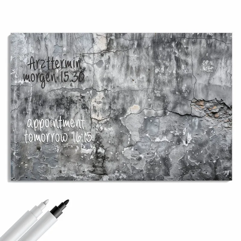 Metall Magnettafel - Grauer Putz mit Rissen