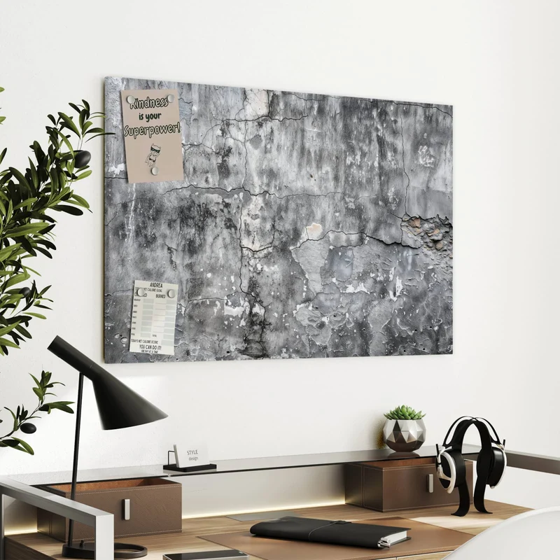 Metall Magnettafel - Grauer Putz mit Rissen