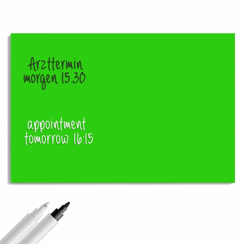 Metall Magnettafel - Neongrüner Hintergrund