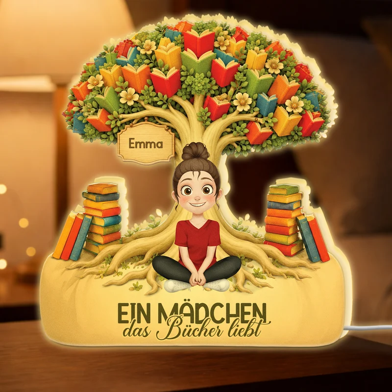 Einfach Ein Mädchen Das Bücher Liebt - Personalisierte Geschenke Für Leseratten Frauen & Männer | Lightbox Bücherbaum