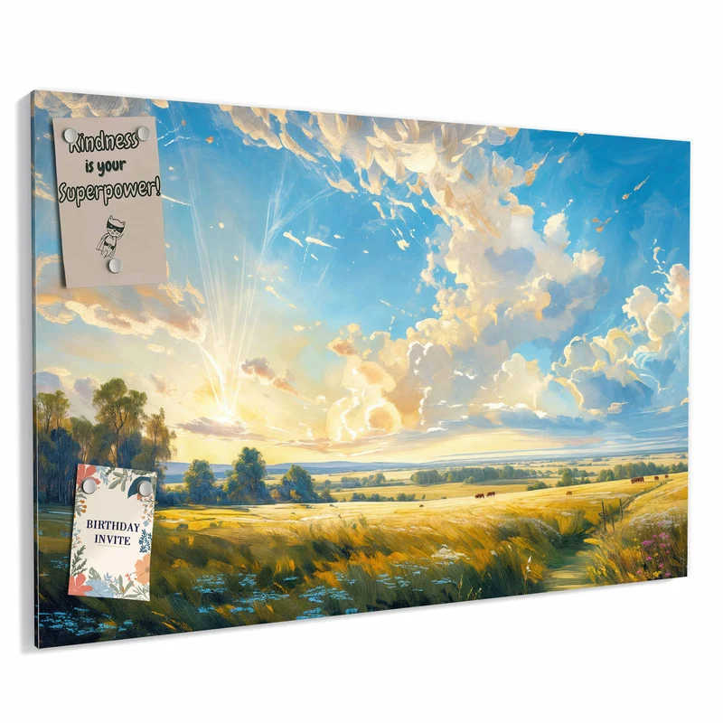 Metall Magnettafel - Wolkenhimmel über Feld