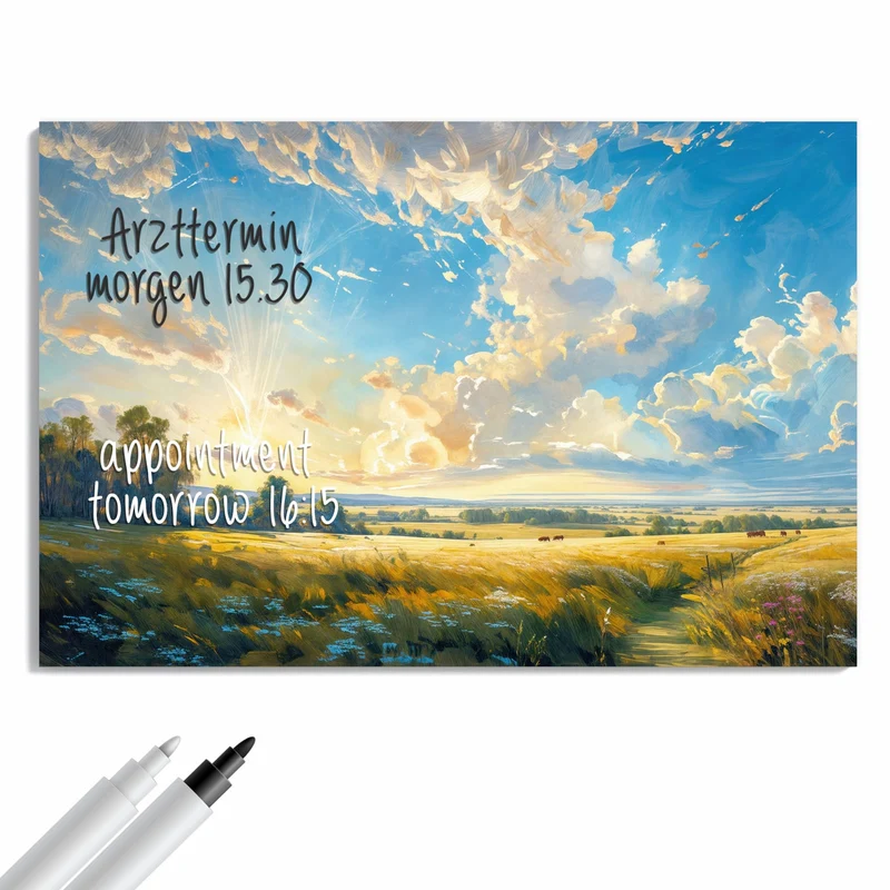 Metall Magnettafel - Wolkenhimmel über Feld